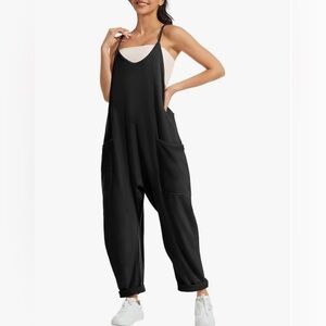 Baggy Jumpsuits with Pockets Size L Black